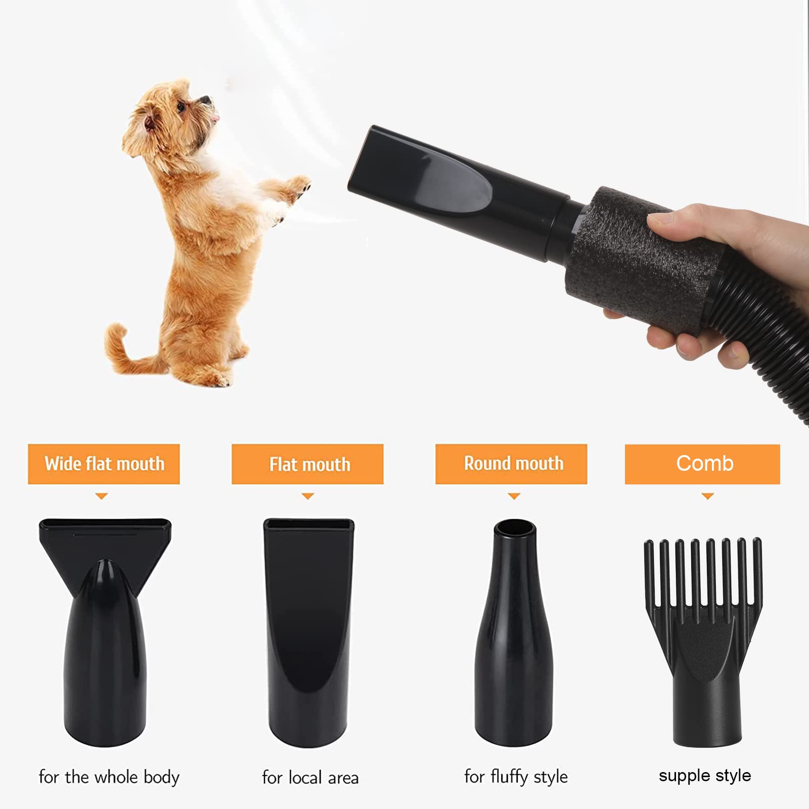 Sèche-Poils pour Chien, Température et Vitesse du Vent Réglables avec 4 Buses et Affichage Numérique, Toilettage, Sèche-Cheveux Professionnel pour Animaux Domestiques