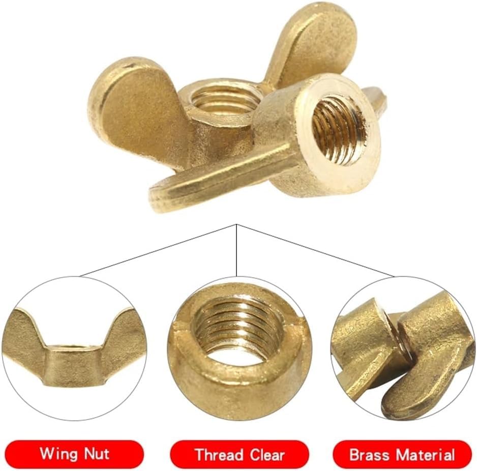 Wing nut, Hand Twist nut, Wing Nuts Brass Copper Material Hand Tight Cap(M12-2 PCS)