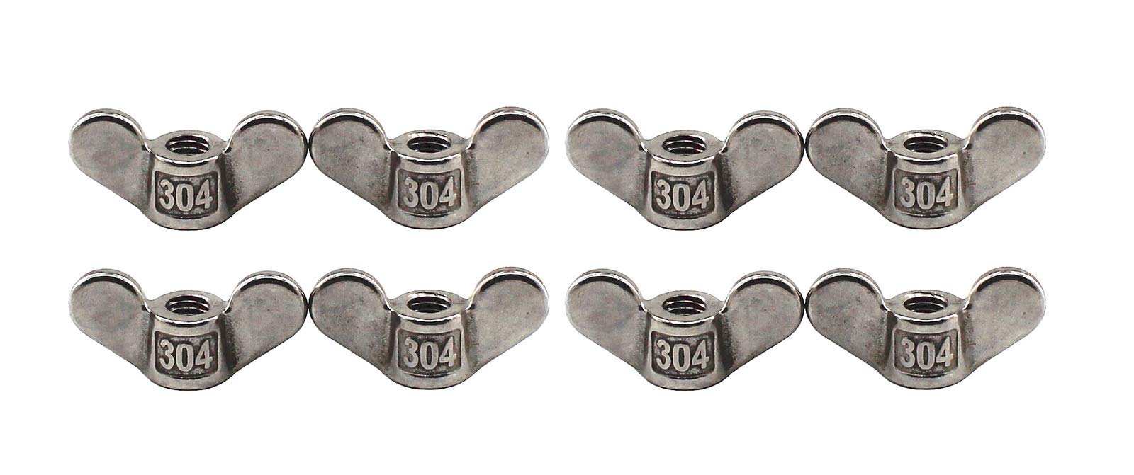 304 Stainless steel wing nut M8 hand twisted fasteners butterfly wing shaped nut DIY hardware pack of 8, M8,8 PCS