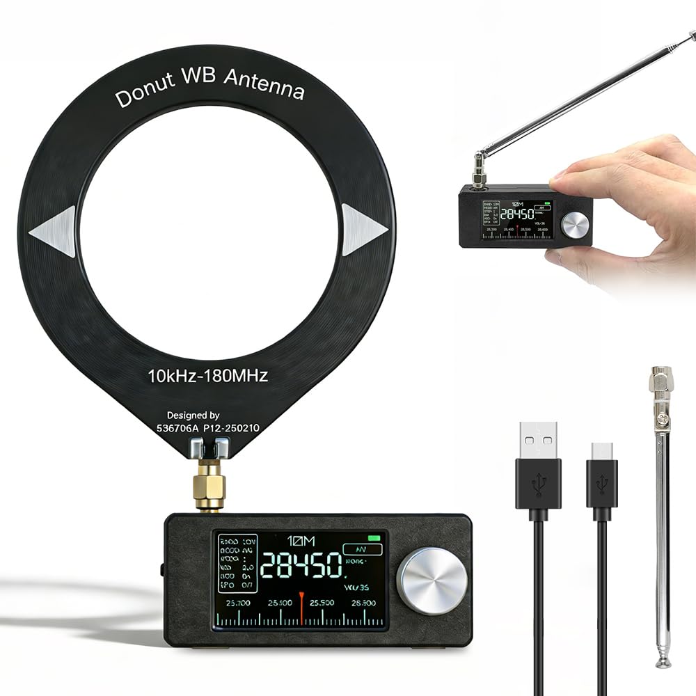 NAVESO SI4732 Mini Radio, Mini SI4732 Pocket Radio para Transmisión Am, FM, LSB y USB, 0,5 A 108 MHz, Control ESP 32-S3, Pantalla LPS de 1,9 Pulgadas y Antena Telescópica Portátil