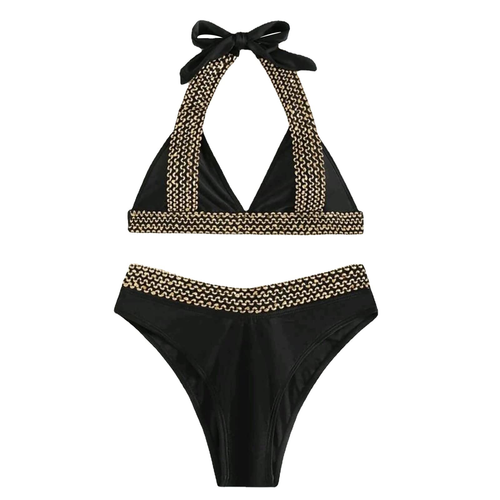 Bikini Set for Women Bathing Suit Tank Swimsuit Mid Waist Deep V Neck Wide Straps Mesh Back Hook Double D Swimsuits for Women