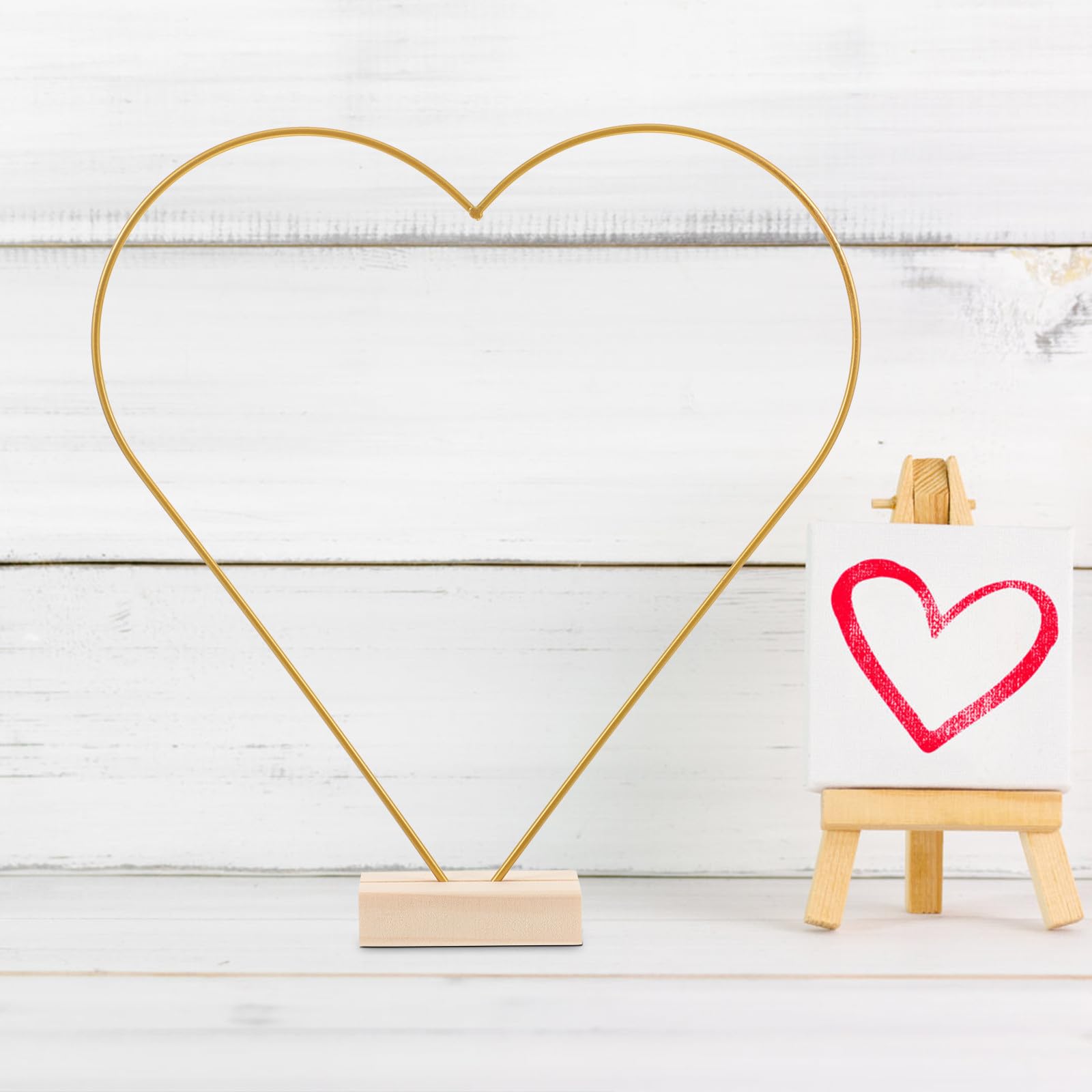 Baluue Blumenringe und Verformbar 10 Stück mit Holzsockel Metall stabile Struktur einfache Hochzeitstischdekoration für Selbstgemacht Crafts und Hochzeitsdeko