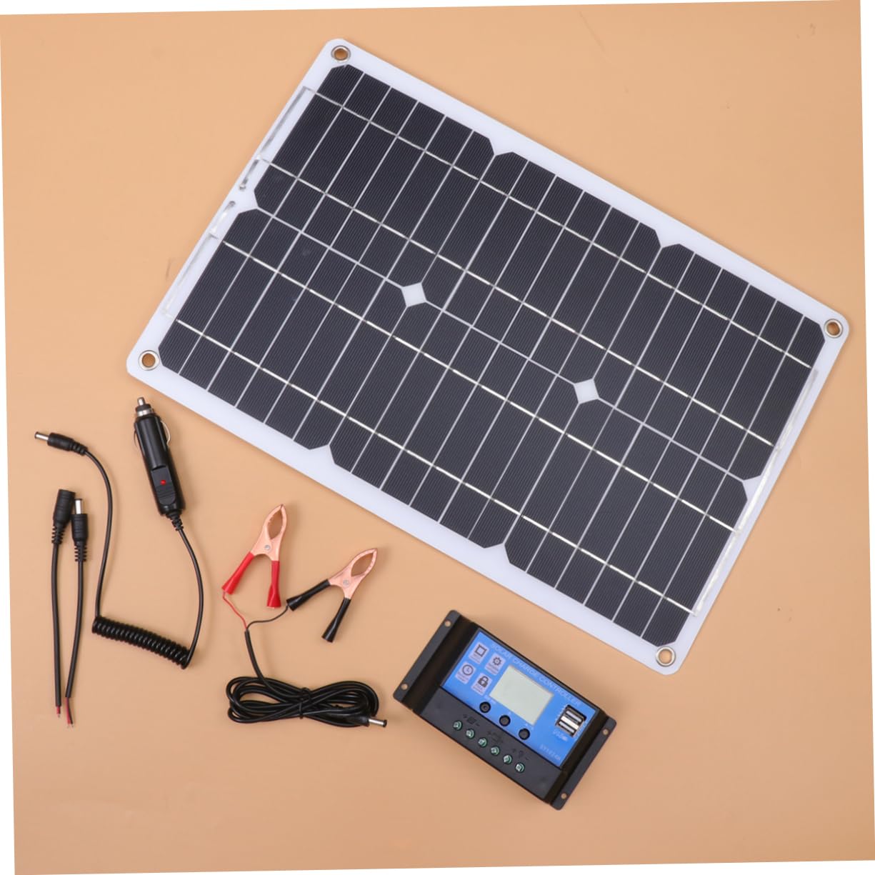 Milisten Panneau Solaire Monocristallin Charge Téléphone avec Contrôleur 18w 280x420, Semi-flexible Alimentation Extérieure, pour Activités en Plein Air