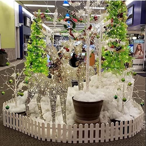 Chicieve 4 Pcs 11.8X19.7Inch White Plastic Fence Christmas Xmas Tree Gate Wedding Party Decoration Indoor Garden Border And Dog Cat Christmas Tree Protector (78.7 Inch In Total) #TOP4
