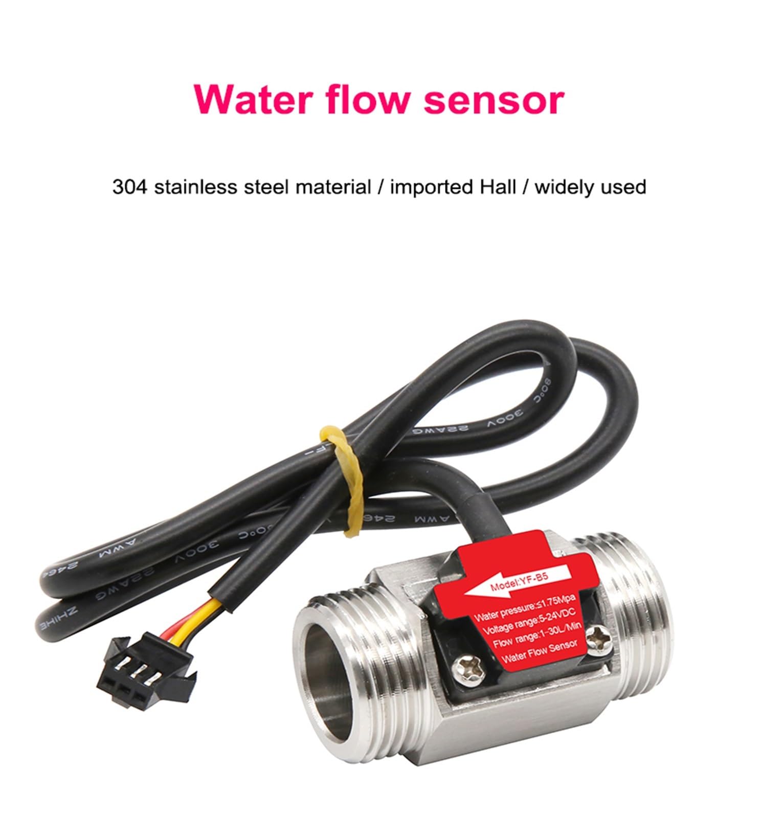 Medidor de flujo portátil Sensor de flujo de agua de 2"CC 5-18 V, sensor de flujo de acero inoxidable 304, interruptor de sensor de líquido de control de agua para agua de mar, alcohol, aguas residual