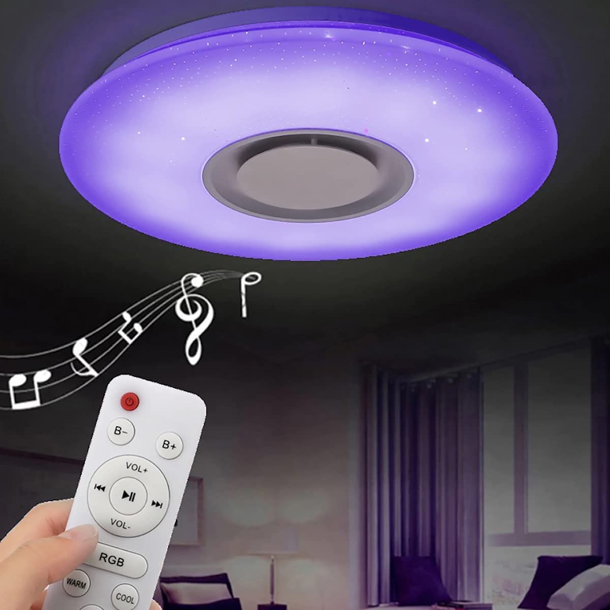 Dopa Plafoniera Da Soffitto a LED Con Cassa Bluetooth RGB 62W Lampadario Da Soffitto Musicale Multicolore Con Controllo da Telecomando e Smartphone