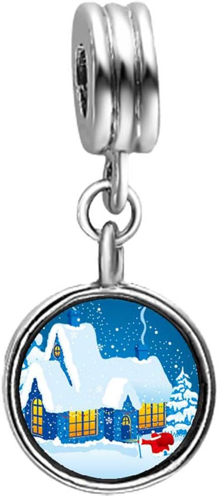 In the snowy Christmas House Light Amethyst Crystal June Birthstone Flower Dangle Charm Bracelets