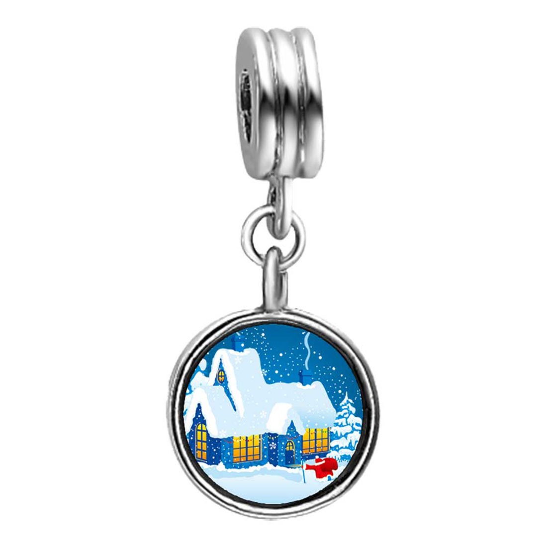 In the snowy Christmas House Light Amethyst Crystal June Birthstone Flower Dangle Charm Bracelets