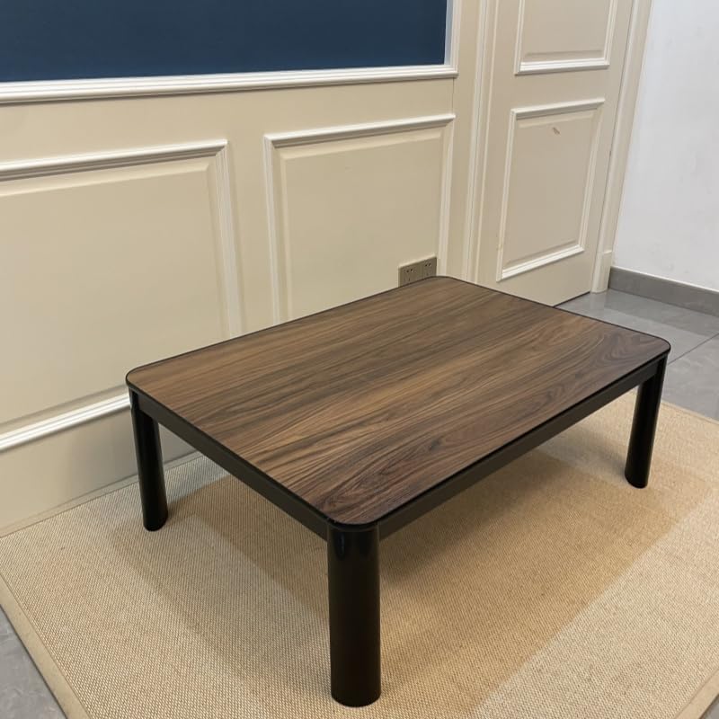 Mesa Kotatsu japonesa multifuncional para 3-4 personas, mesa de calefacción de perfil bajo, diseño simple negro, acogedor invierno esencial KT105-1A