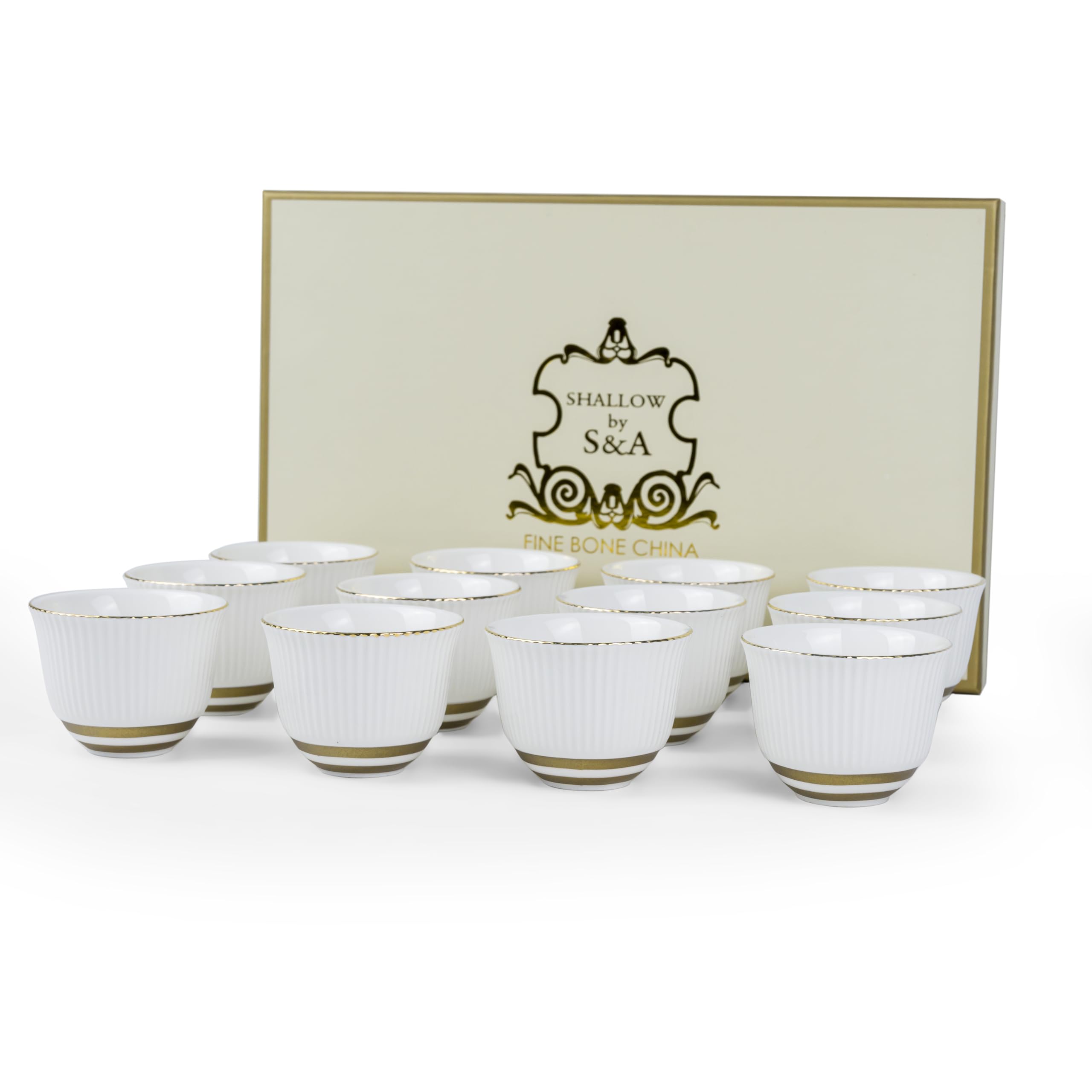 Bone China Shallow Porcelain New Verde Set Of 12 Cawa Cups-80ml