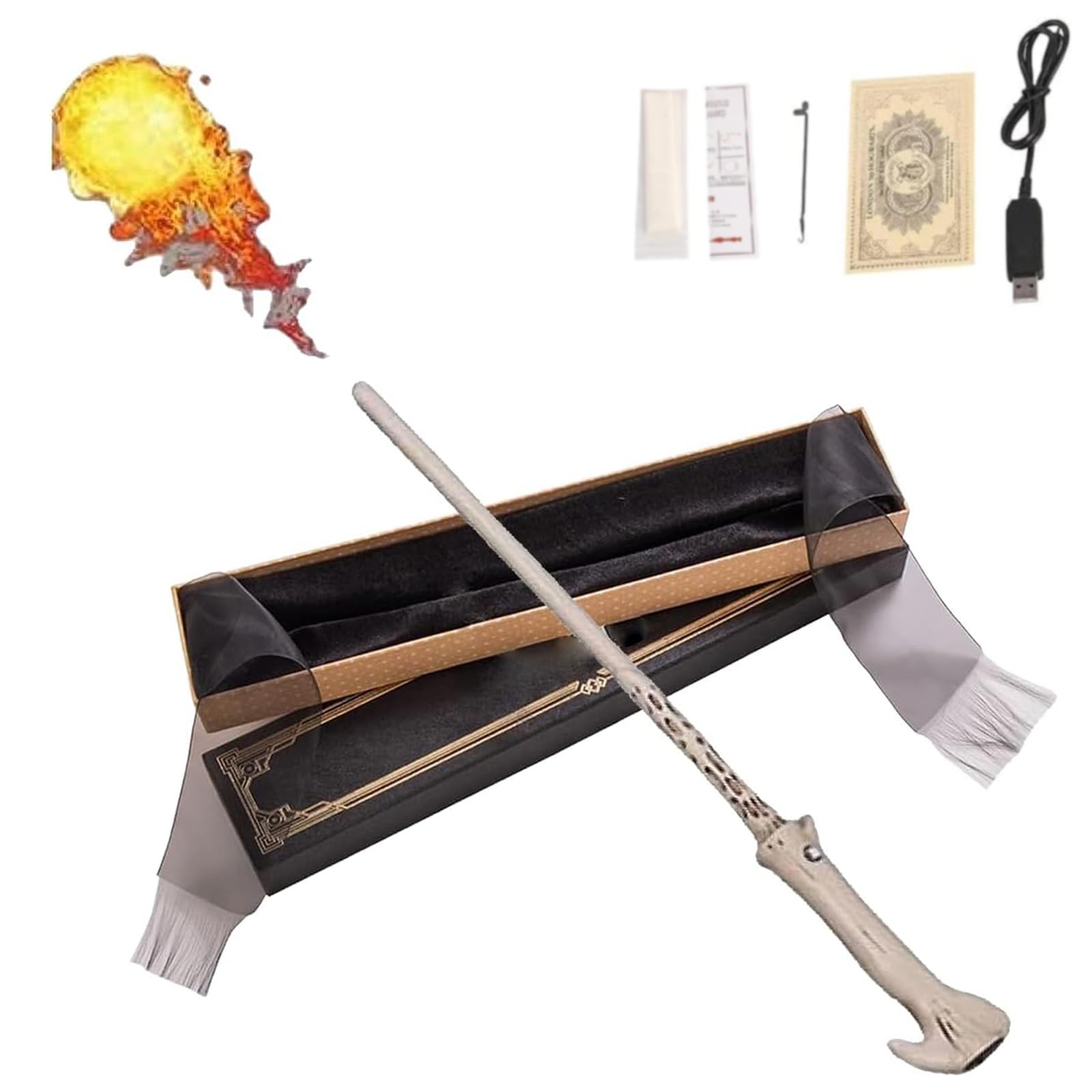 Amazon | 魔法の杖 火が出る、魔法の紙枚付き、本物 魔法の杖、火の玉