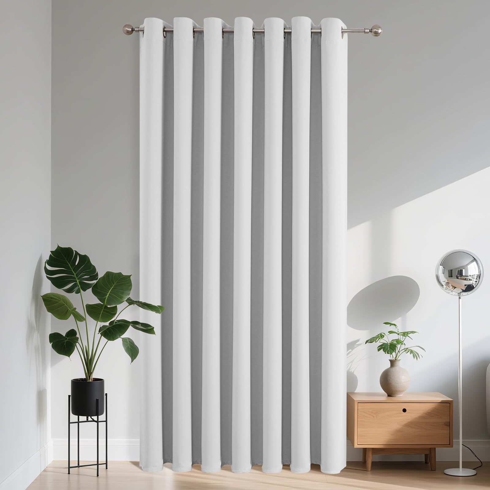 Joydeco Bedroom Curtain Living Room Opaque with Eyelets 1 Piece 150 x 195 cm, Thermal Door Curtain Insulating Cold and Heat, Decorative Blackout Curtain for Kitchen, Dressing Room, Wardrobe, Grey OEKO-TEX STANDARD 100