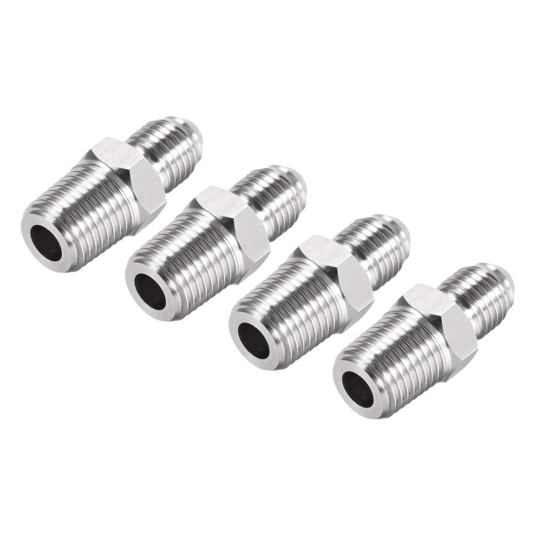 uxcell Hex Nipple 1/4 NPT X 7/16-20UNF 304 Stainless Steel Pipe Tube Fitting 4Pcs