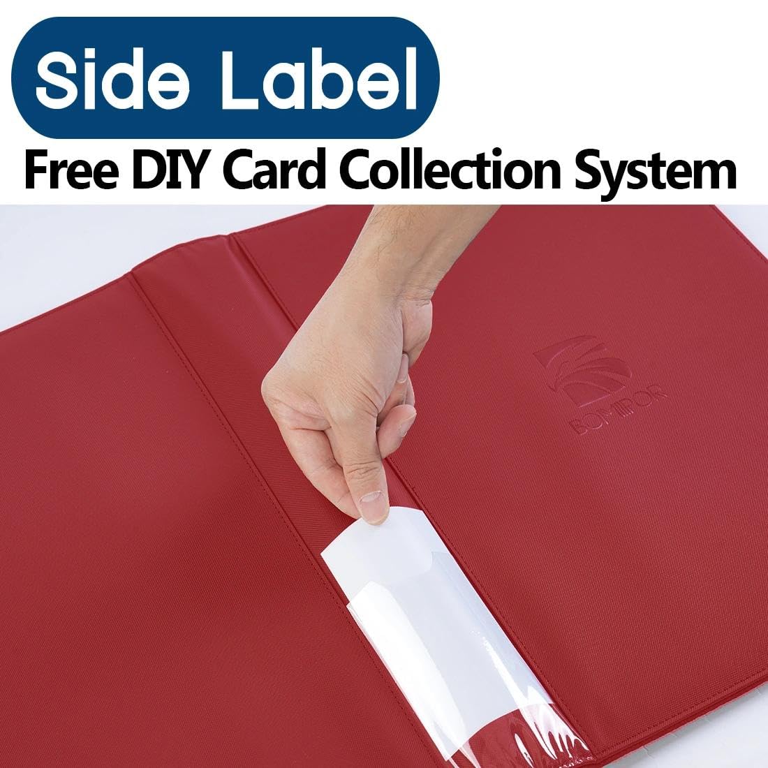 Raccoglitore per carte collezionabili a 16 tasche, con cerniera, può contenere fino a 1408 carte con 44 maniche, design con etichette, raccoglitore per carte TCG/carte da gioco/carte sportive, rosso