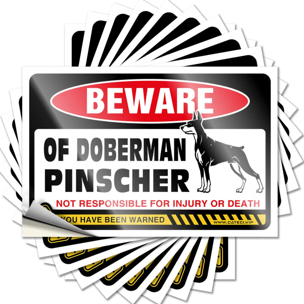 Beware of Doberman Pinscher Funny Patio Decor Hunting DIY | Smiley Face Sticker Tumbler Removable Vinyl Sticker Decal(6X9CM)