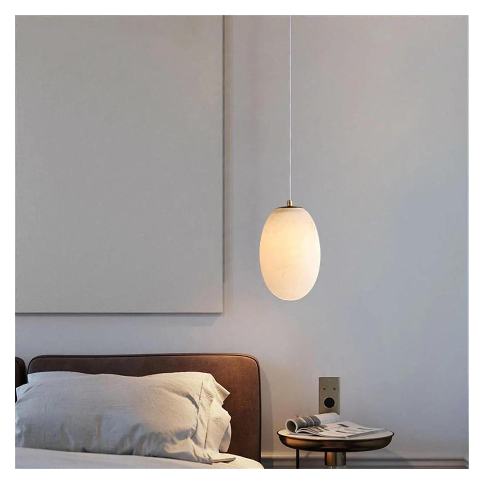 HYJAUSXB Natural Marble Series LED Chandelier Pendant Light Suspension Luminaire Lampen Alabaster Hanging Lamp for Living Room(A)