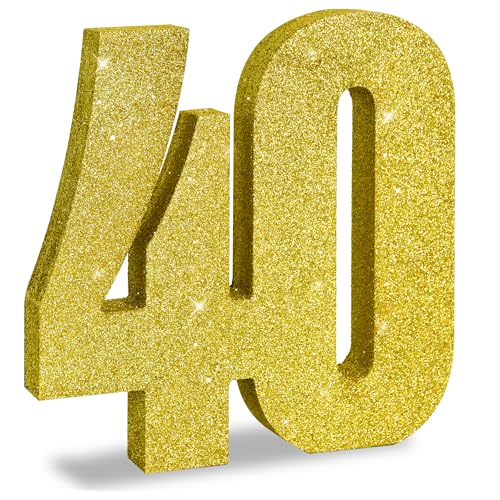 Image of TONIFUL 40th Birthday Decoration for Men and Women,40th Anniversary Decoration,Glod Glitter 40th Birthday Centerpieces for Party Decoration,Number 40 Centerpiece Table Decoration