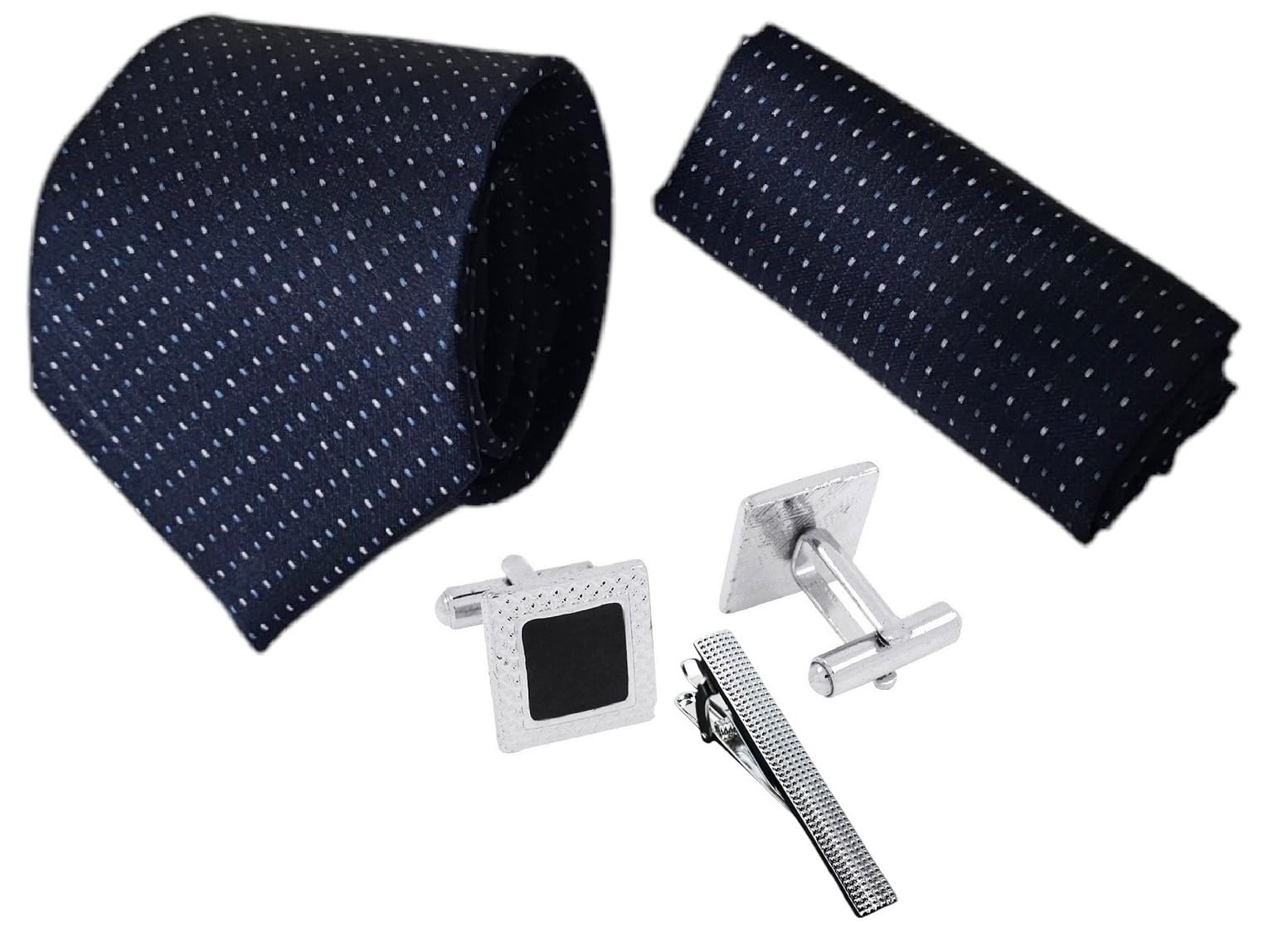 fashmade “where fashion is made” FashMade Premium Italian Silk Tie, Pocket Square with Square Brass Cufflinks & Silver Honeycomb Tie Pin Combo in Leather Gift Box for Men – Formal & Wedding Set tp-17-picture-27