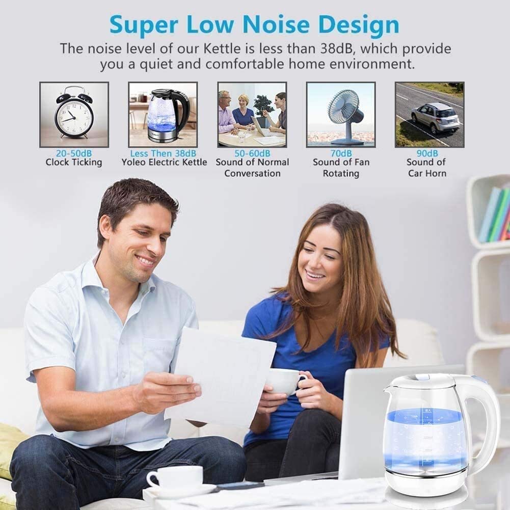 HadinEEon Electric Tea Kettle Glass Kettle, 1500W Variable