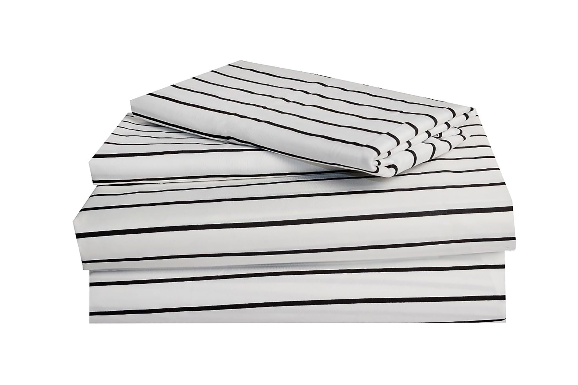 Generic Zidan 4 Pcs Microfiber Sheet Set | King | Black Lines | Stay Comfy in Any Season | Breathable & Cool | Easy Care