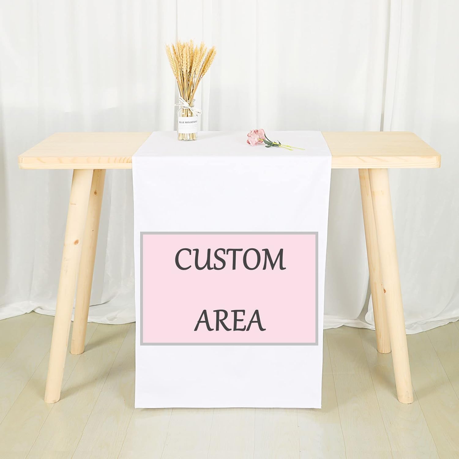 TopTie Custom Table Runner Personalized Tablecloth Limited Print Your Logo Design Photo Text for Trade Show, Advertising, Party, Event, Wedding, Exhibition-22 x77