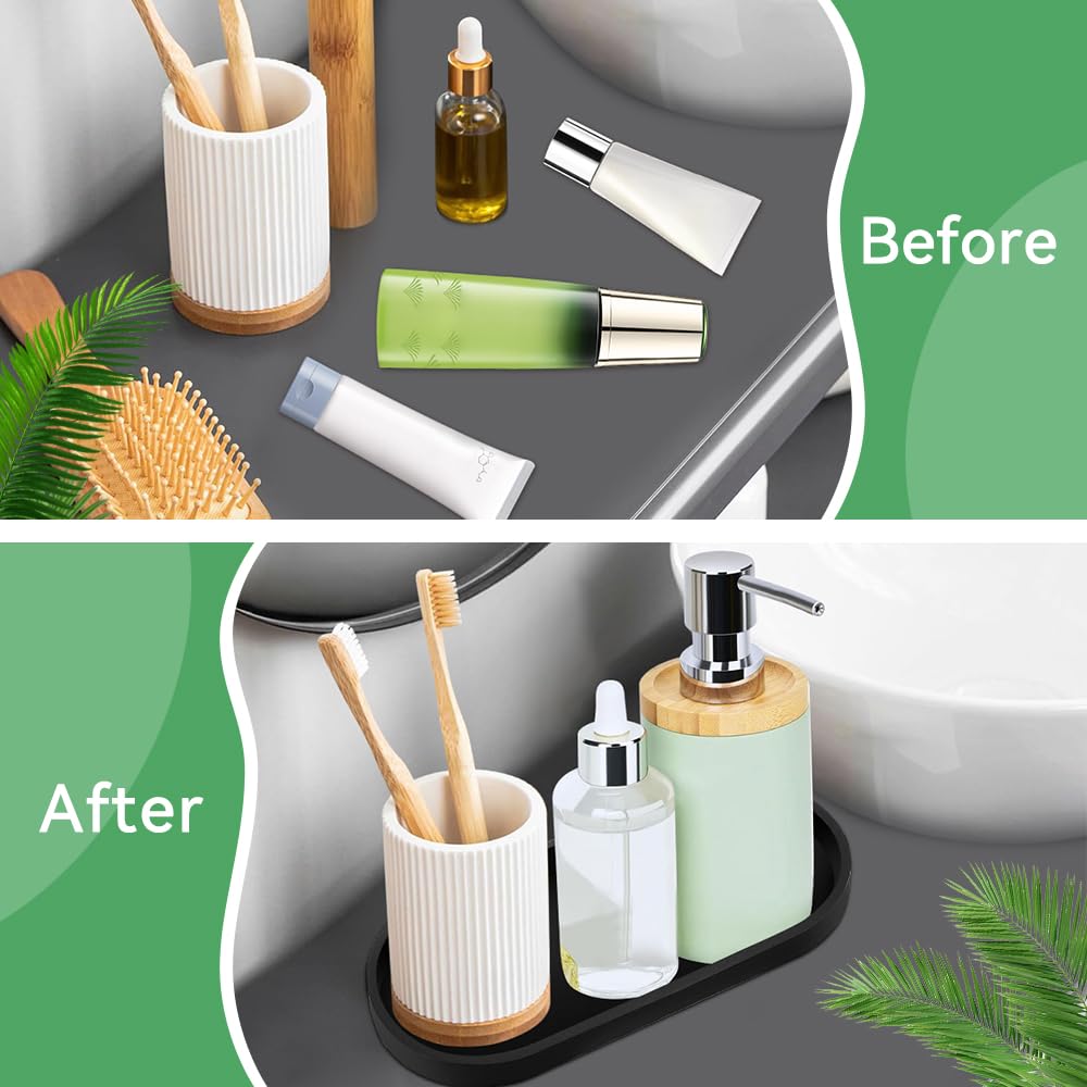 2 Stück Badezimmer Tablett Oval - Silikon Ablageschalen Grau Für Seife, Handtücher & Deko