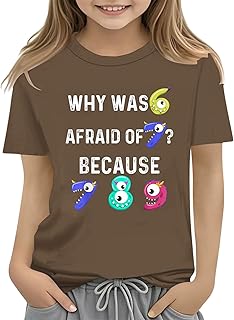 Camisetas para niñas con números coloridos, manga corta, cuello redondo, camisetas gráficas divertidas, informales, para la escuela, cómodas para uso diario