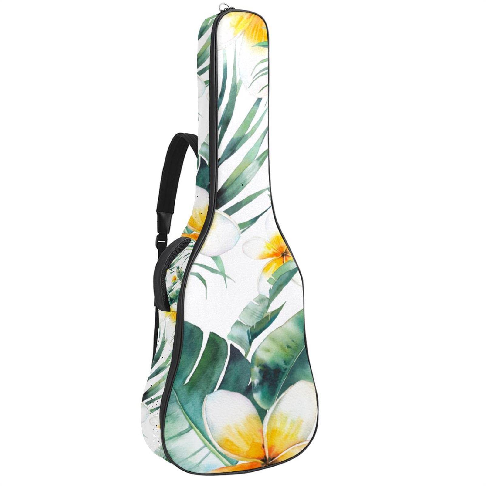 Torba na gitarę akustyczną wodoodporna gitara plecak gruby miękki wyściełany tropikalne liście palmowe klasyczna obudowa na gitarę, Kolor7, 42.9x16.9x4.7 in, Organizer do torby