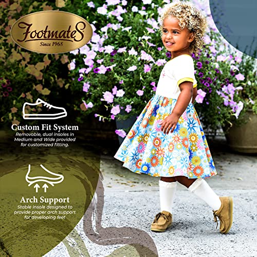 FOOTMATES Wally Lace-Up Wallabee Leather Moccasin Chukka Kids Hiking Boots with Wide Toe Box and Custom-Fit Insoles, Non-Marking Outsoles - For Toddlers and Little Kids, Ages 1-82