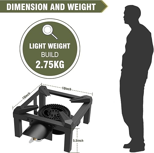 Miniatura 6 de BESTFIRE Quemador de propano, estufa de propano individual de alta presión de 100,000 BTU con manguera ajustable de 4.1 pies con regulador, estufa