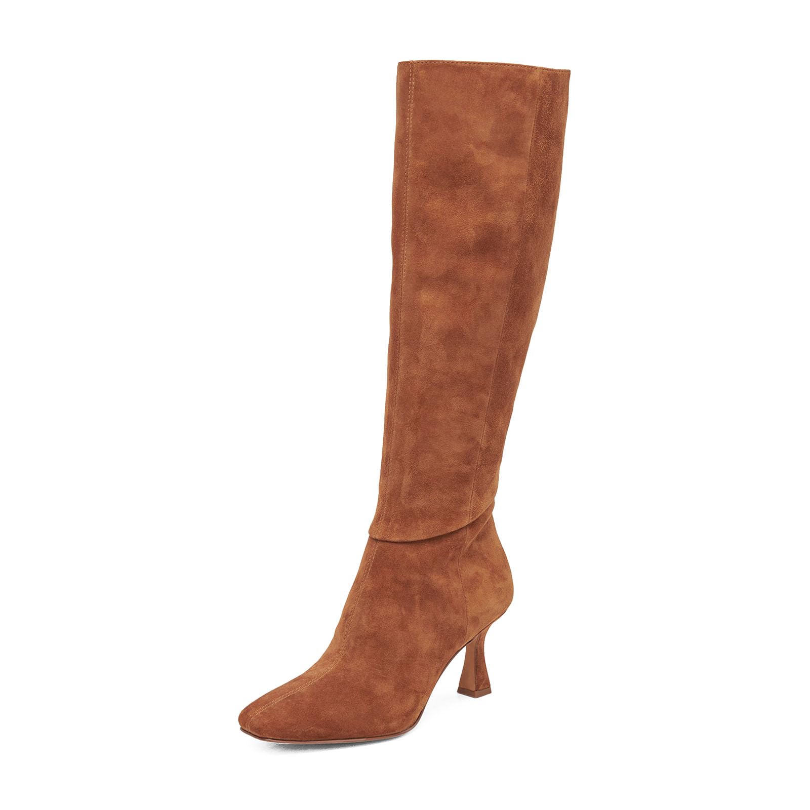 Knee High Boots Women Wide Calf Faux Leather Square Toe Side Zipper Fall Long Tall Boots for Women