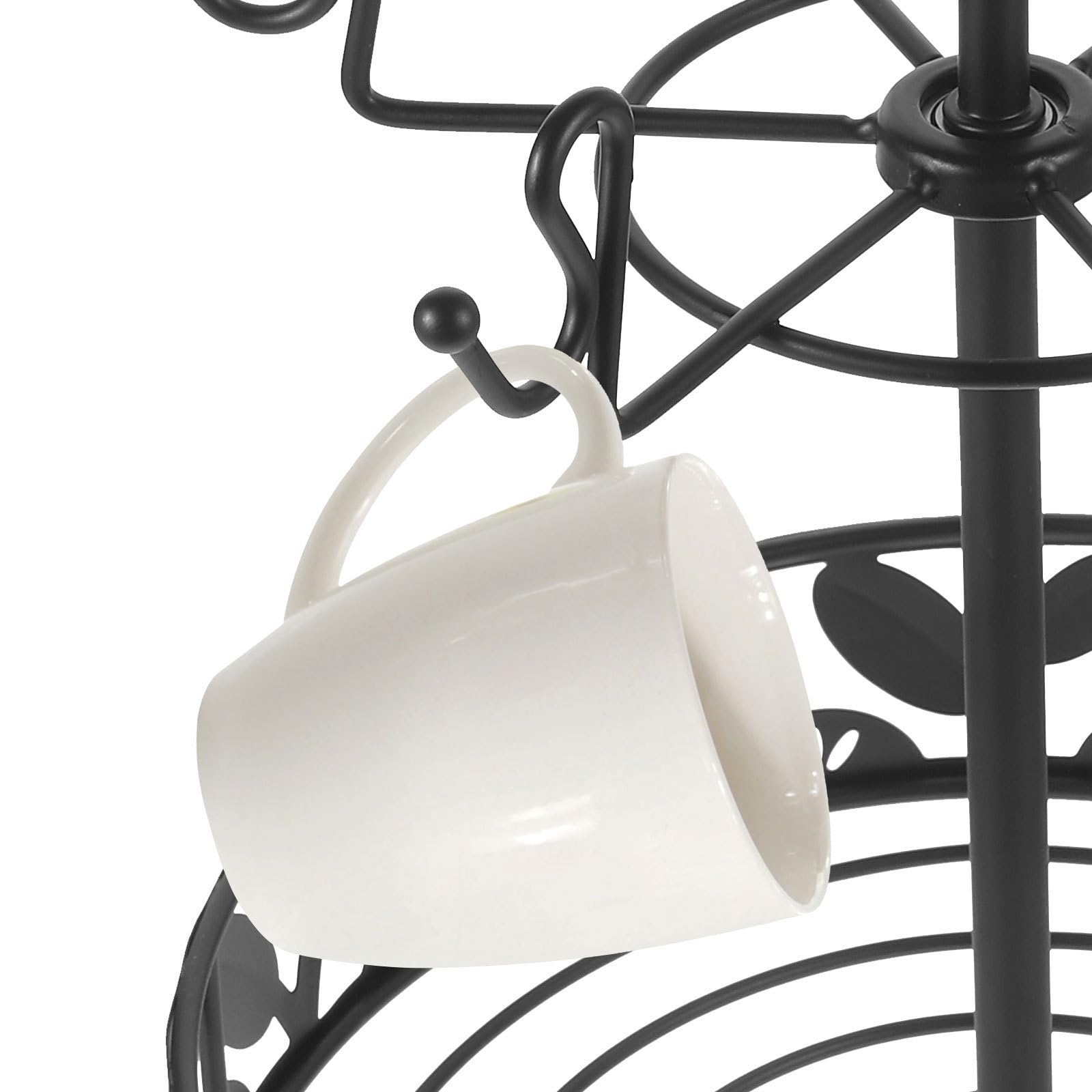 Drehbarer Kaffeetassenhalter Schwarz aus Eisen mit 6 Haken
