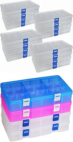 DUOFIRE Organizador de plástico Contenedor 15 rejillas y caja de almacenamiento 18 rejillas