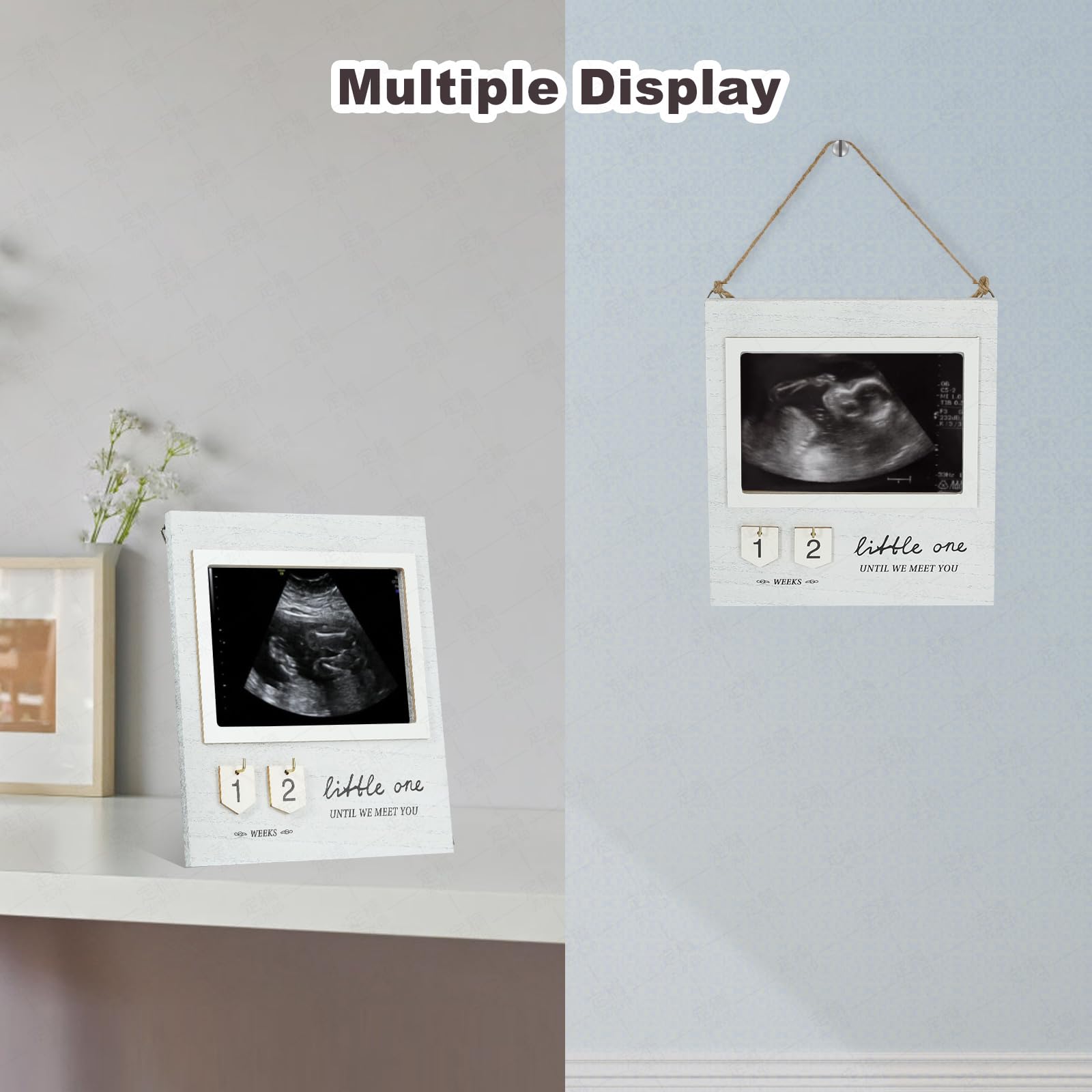 Huiguli Baby Bilderrahmen, Sonogramm Bilderrahmen Mit Baby Countdown Wochen, Baby Ultraschallbilder Fotorahmen Aus Holz, Gute Geschenk Für Schwangere
