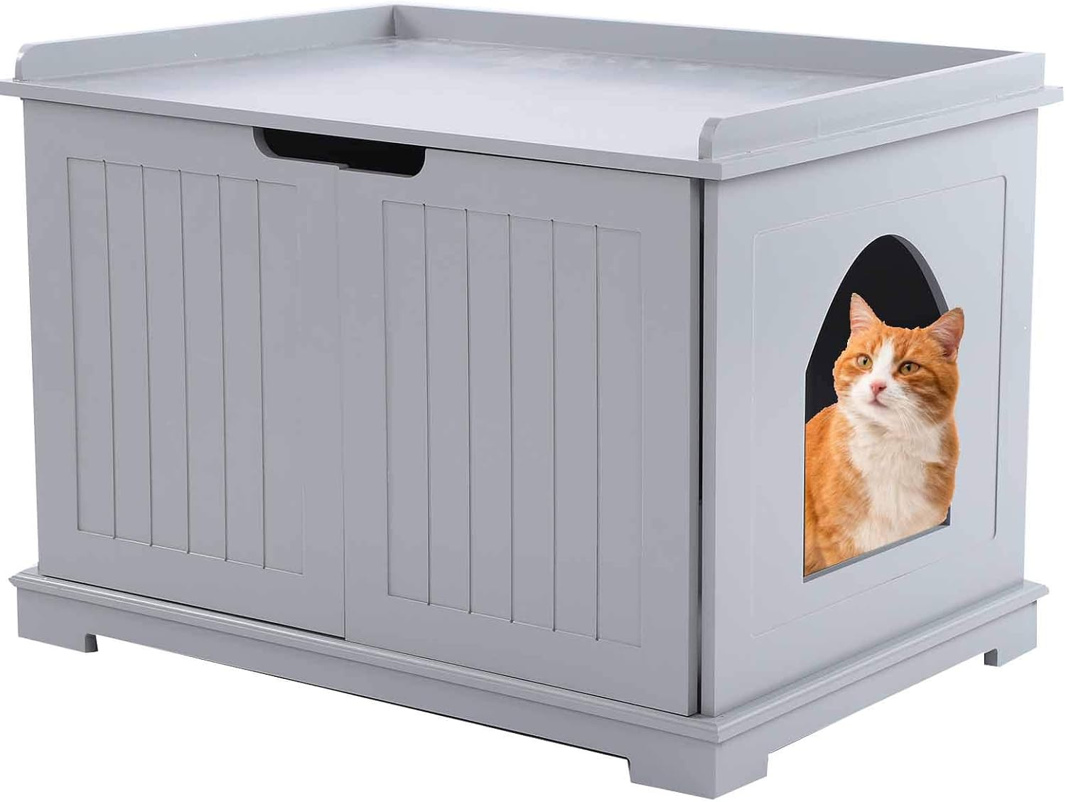 Buy Zerodis Cat House Side Table Cat Litter House Box Enclosure Nightstand Pet House Hooded Hidden Pet Box Decorative Pet Furniture Indoor Cat House Grey Online In Indonesia B09166tzxv