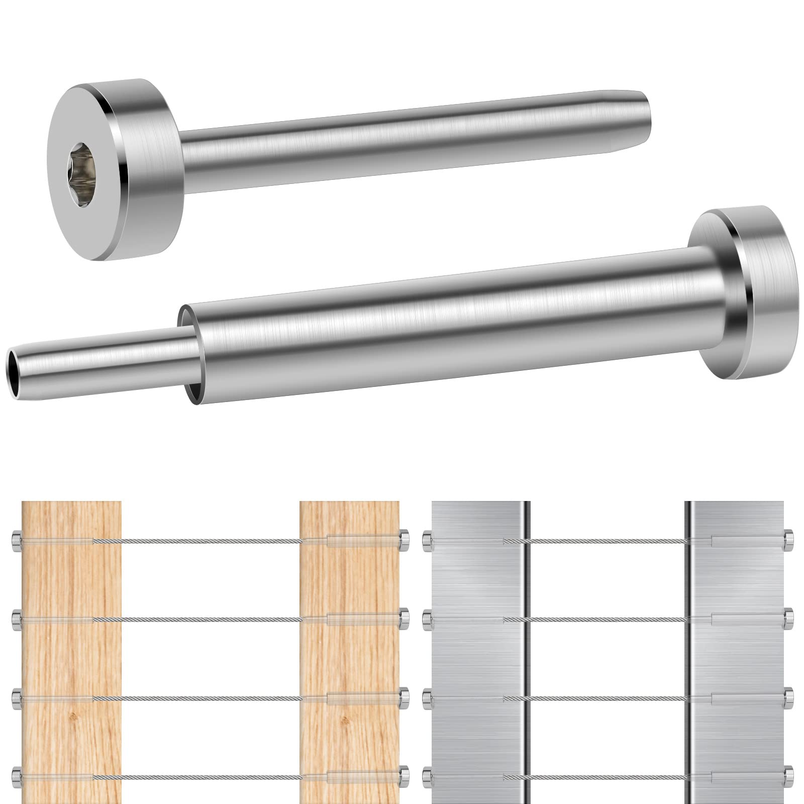 Buy Steel DN Mate 1/8" Cable Railing kit Invisible, 5 Pairs Turnbuckle Kit T316 Stainless Steel