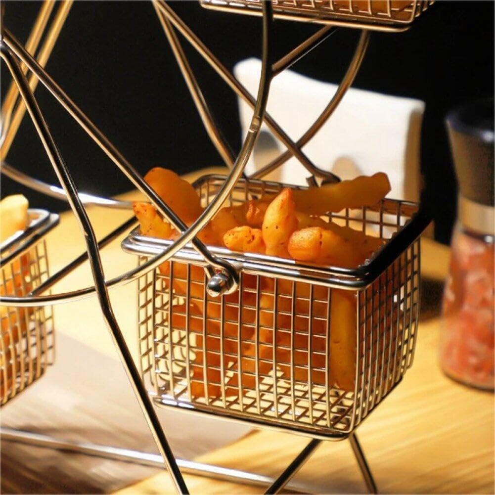 Vassoio Da Portata Per Snack, Espositore Girevole Con Ruota Panoramica Con 5 Cestini in Metallo Per Servire Cibi Fritti, Dolcetti E Dessert, Espositore Per Antipasti Per Buffet Di Ristoranti Per Feste