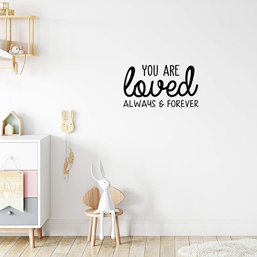 Miniatura 2 de Calcomanía de vinilo para pared, con texto en inglés «You are Loved Always & Forever», 14 x 25 pulgadas, moderna y bonita calcomanía con cita de