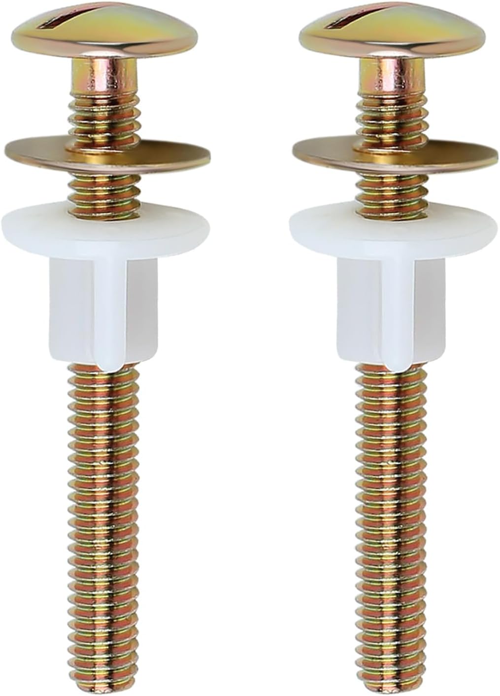 2 Set Toilet Seat Screws, Steel Toilet Seat Hinge Bolts and Nuts, Heavy Duty Toilet Seat Fastener with Plastic Nuts and Metal Washers, Toilet Hardware Replacement for Top Mount Toilet Seat Hinges