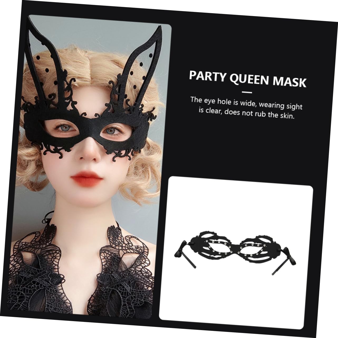 Abaodam Masque de lapin pour femme - Demi-masque de lapin léger - Accessoire de costume pour les fêtes, les bals masqués - Idéal pour les amis et la famille