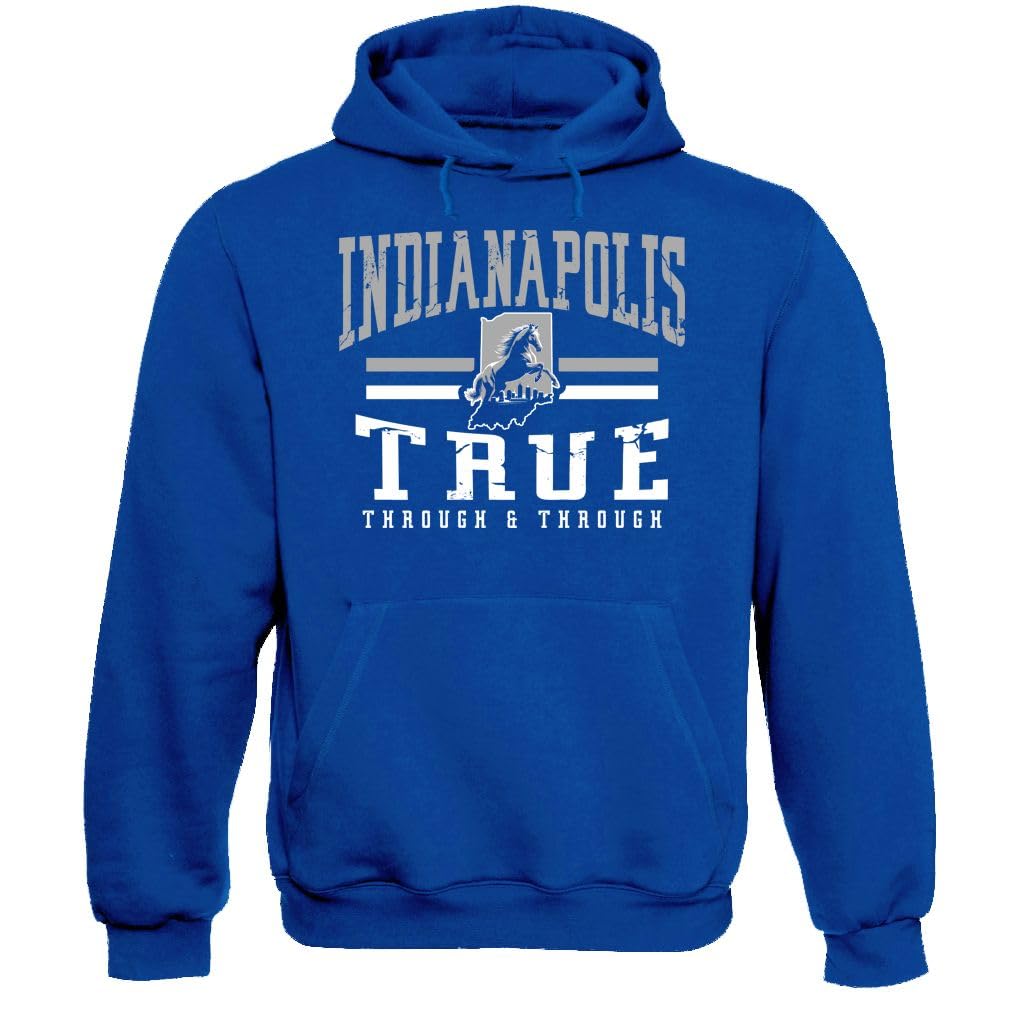 Retro Football Fans Vintage Men's Apparel, Indianapolis - Royal Hoodie, Small โ image 1