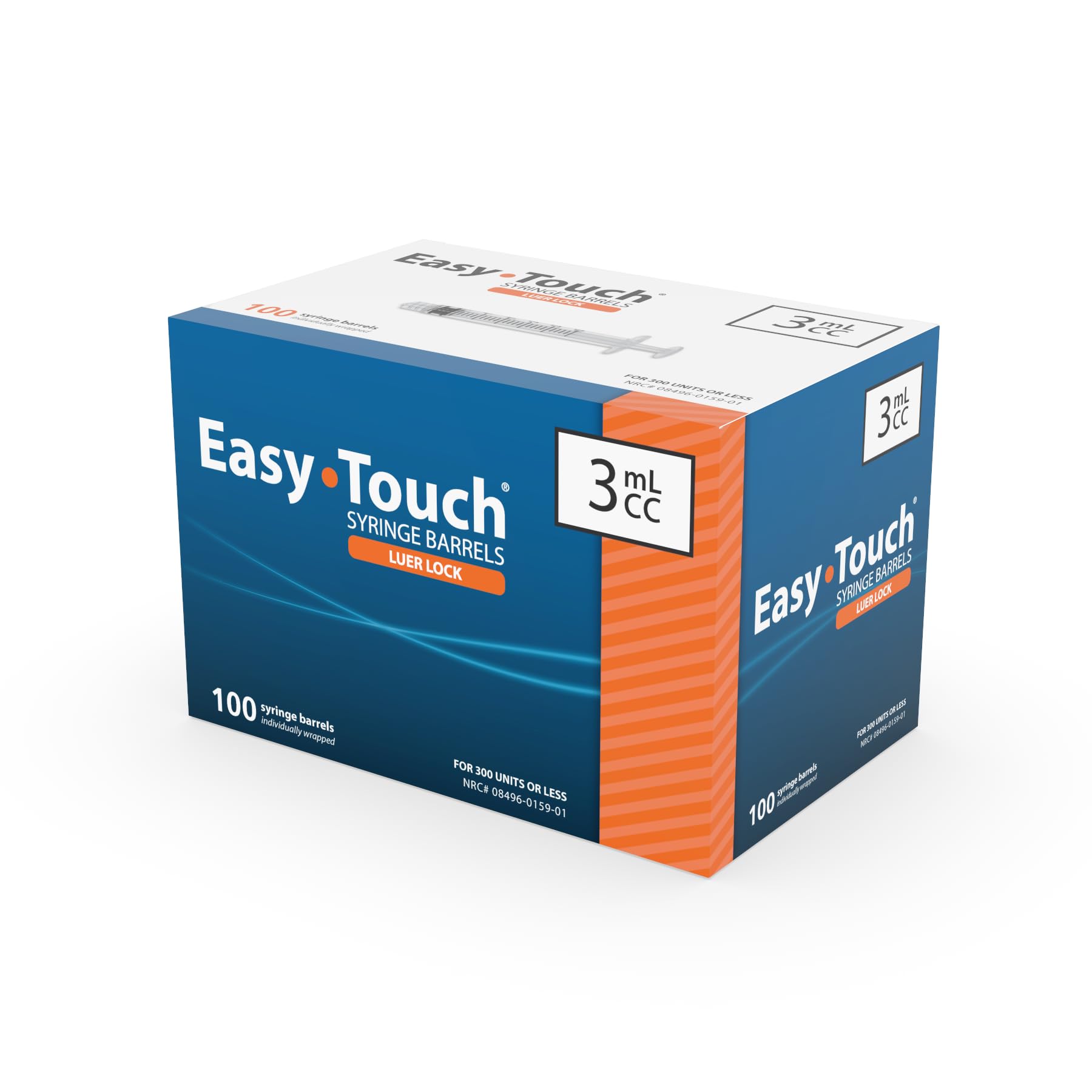Easy Touch Luer-Lock Syringe Barrel, 3ML Syringe, Pack of 100