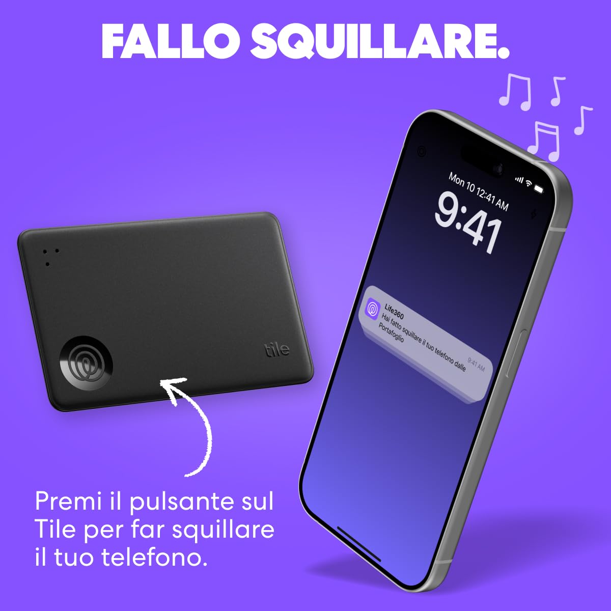 Tile by Life360 Slim (2024) - Localizzatore e tracker Bluetooth per portafogli, etichette di bagagli, passaporti e altro. Compatibile con iOS e Android. Trova telefono. Pacchetto da 1 (Nero)