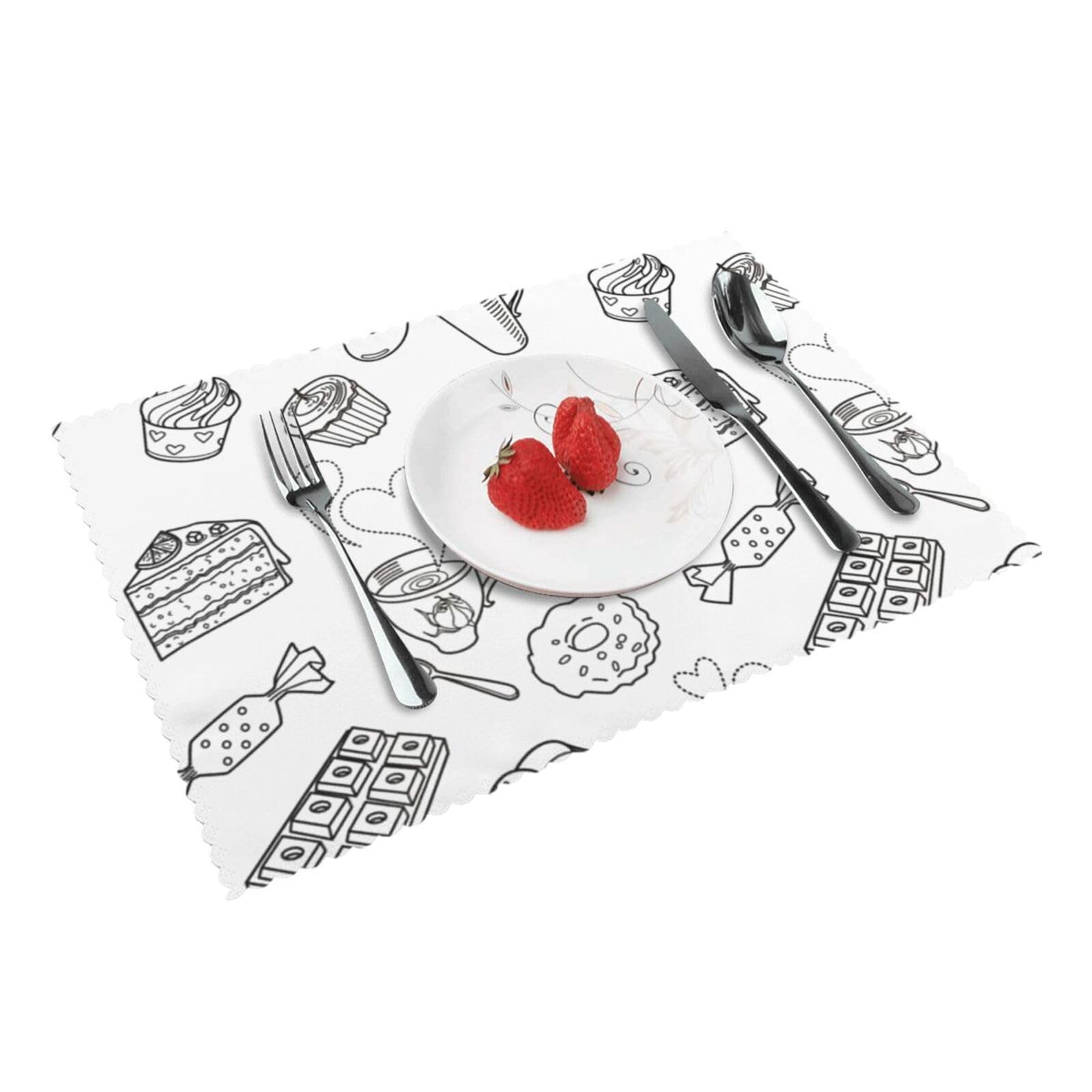 Afternoon Tea Printed Placemats Set of 4 PCS Washable Placemat for Kitchen Table Heat-resistant Table Mats 45x30 CM