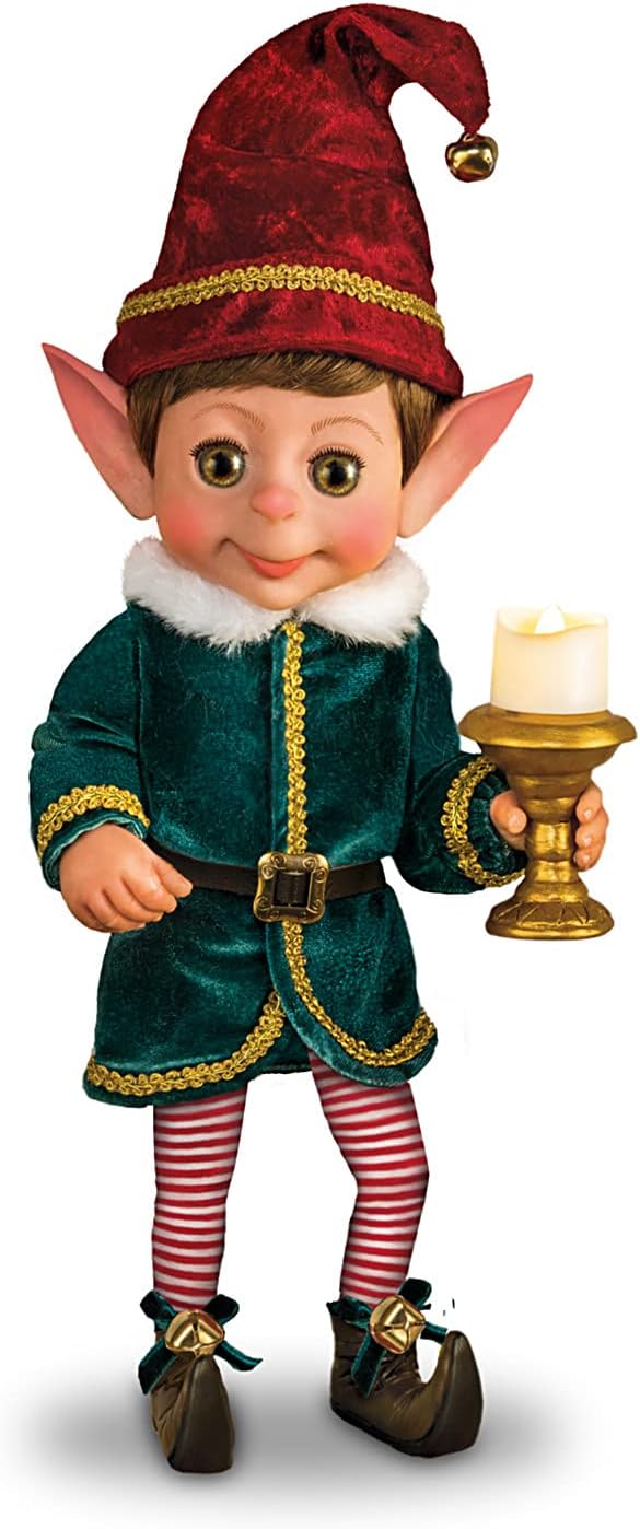 The AshtonDrake Galleries Charlie The Christmas Elf 14" Tall Poseable