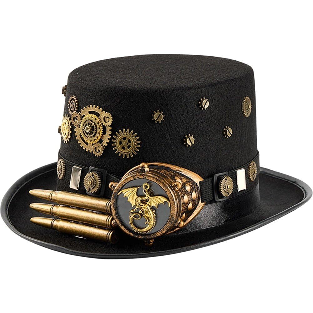 Chapeau haut-de-forme steampunk avec lunettes rétro pour cosplay