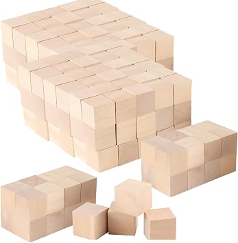 MOUYAT 200 Pack 1 Inch Unfinished Wooden Cubes, Small Wooden Blocks, Unfinished Craft Wood Blocks Natural Solid Wood Cubes for Arts & Crafts, DIY, Home Christmas Decoration