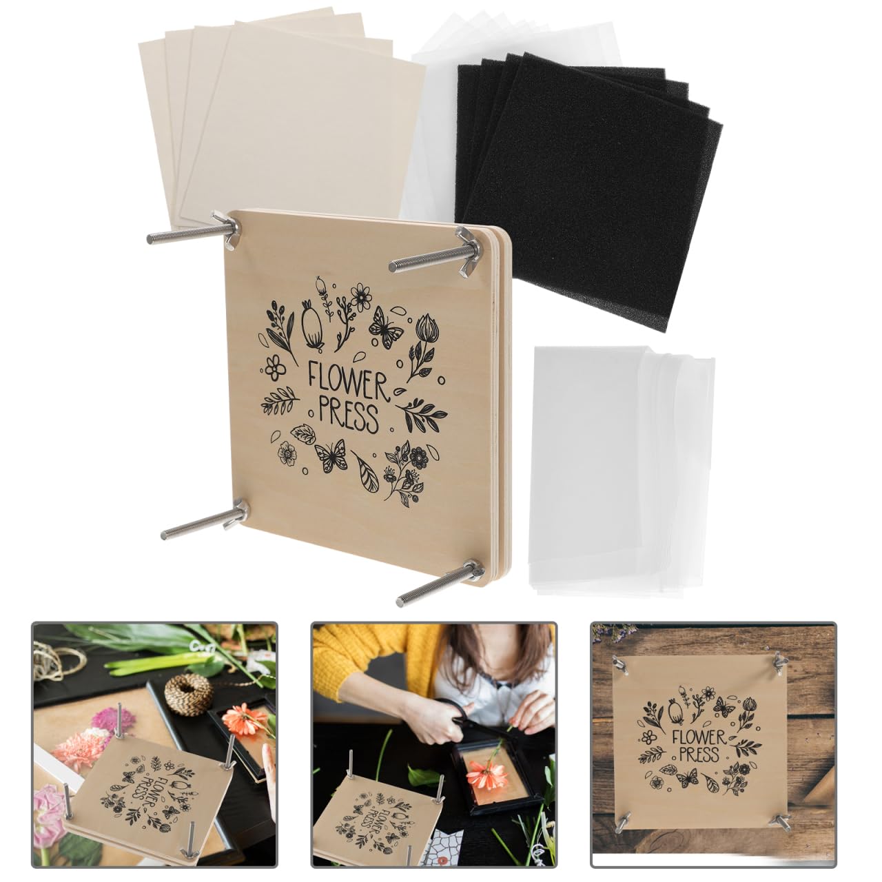 Didiseaon Kit De Prensa De Flores Y Hojas Herramienta Para Prensar Plantas Secado Rápido Para Manualidades Diy Decoración Y Proyectos Creativos