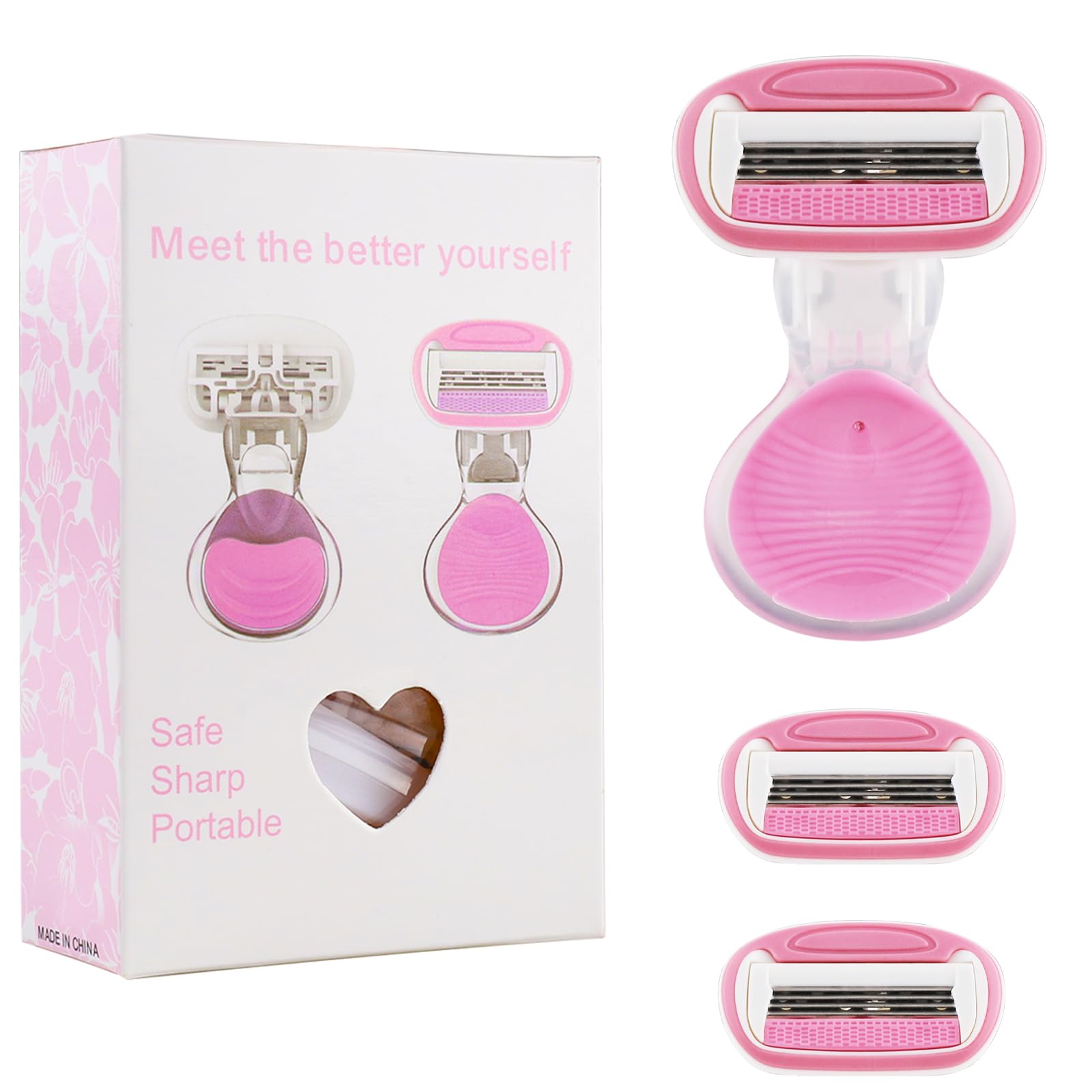 Cuchillas de Afeitar Mujer, kimcrown Depiladora Mujer Zona Intima con 3 Cuchilla de Cuchillo Portátiles para Axilas, Piernas y Brazos