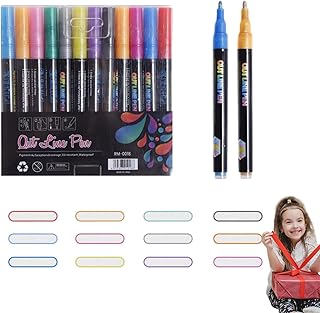 アウトラインマーカー | 描画アウトライン二重線ペン マーカー - セルフアウトライン アウトラインマーカー ダブルラインペン DIY アートクラフト、グリーティングカード用